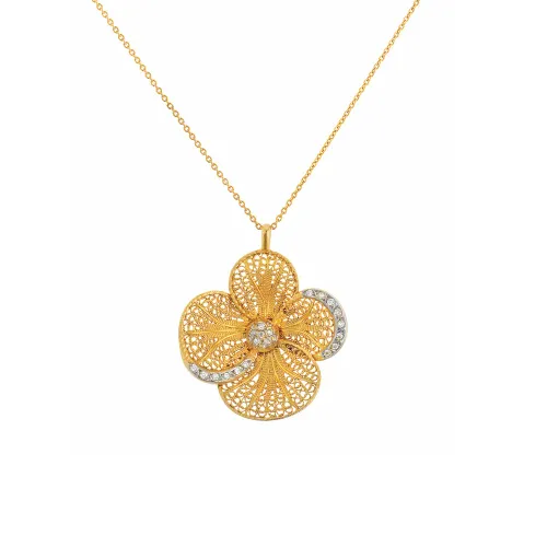 Colar Couture Ouro Branco com DIamantes