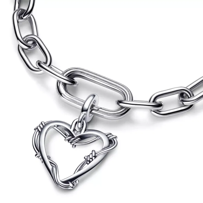 PANDORA Barbed wire heart sterling silver medallion 792526C00