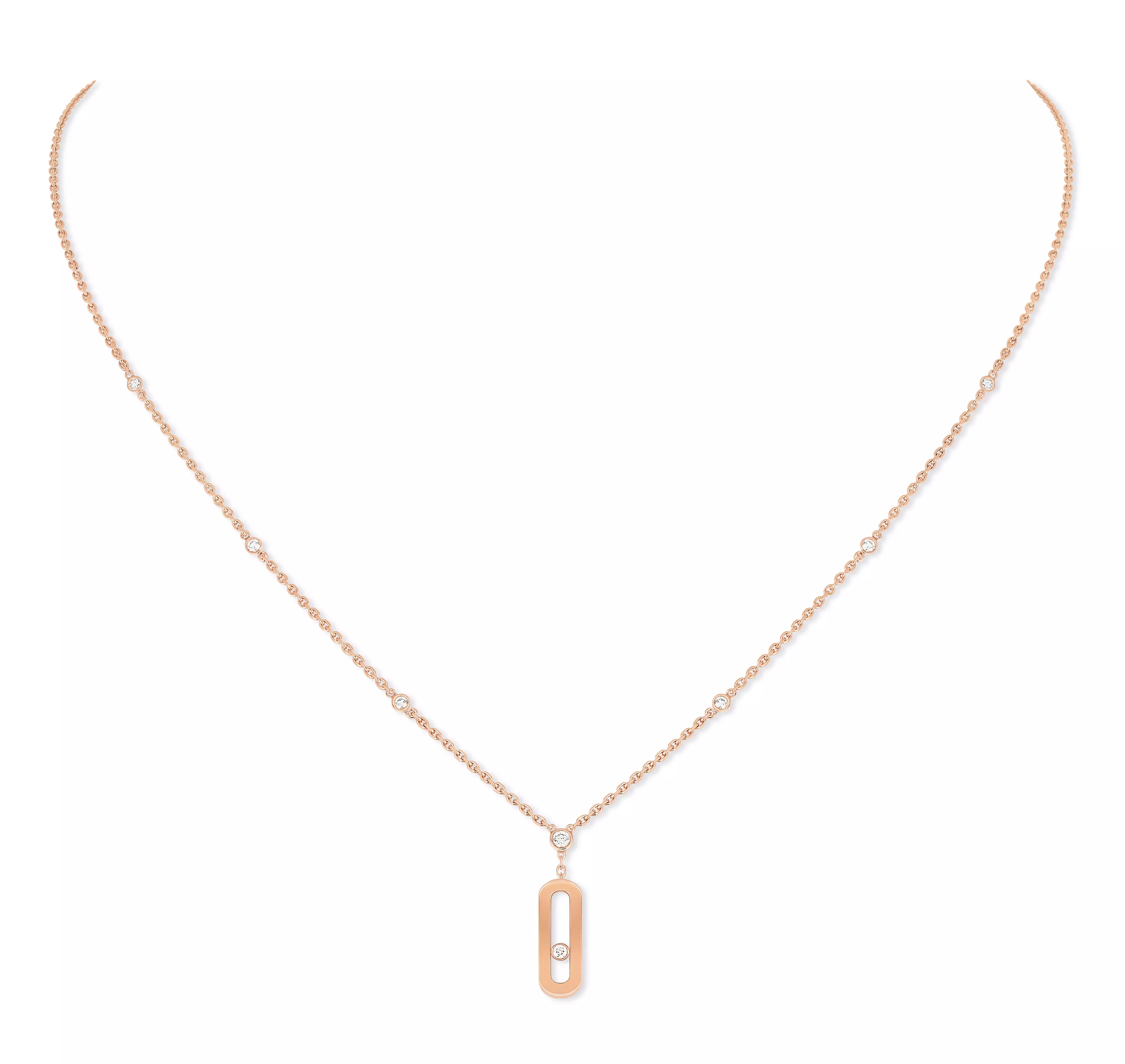 Pink gold necklace with diamonds Move Uno