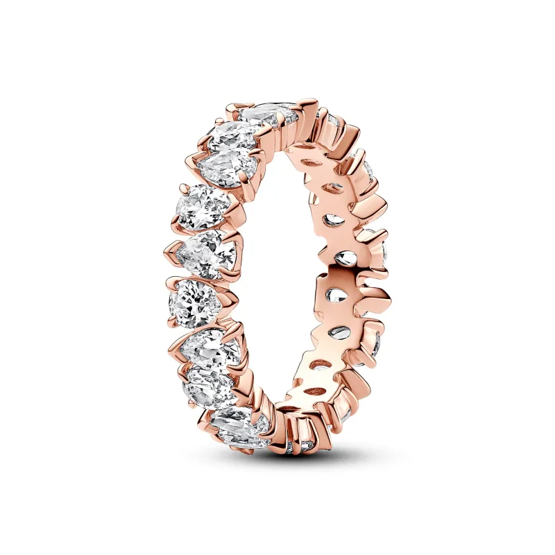 Pandora 14k Rose gold-plated ring with clear cubic zirconia 183021C01-50