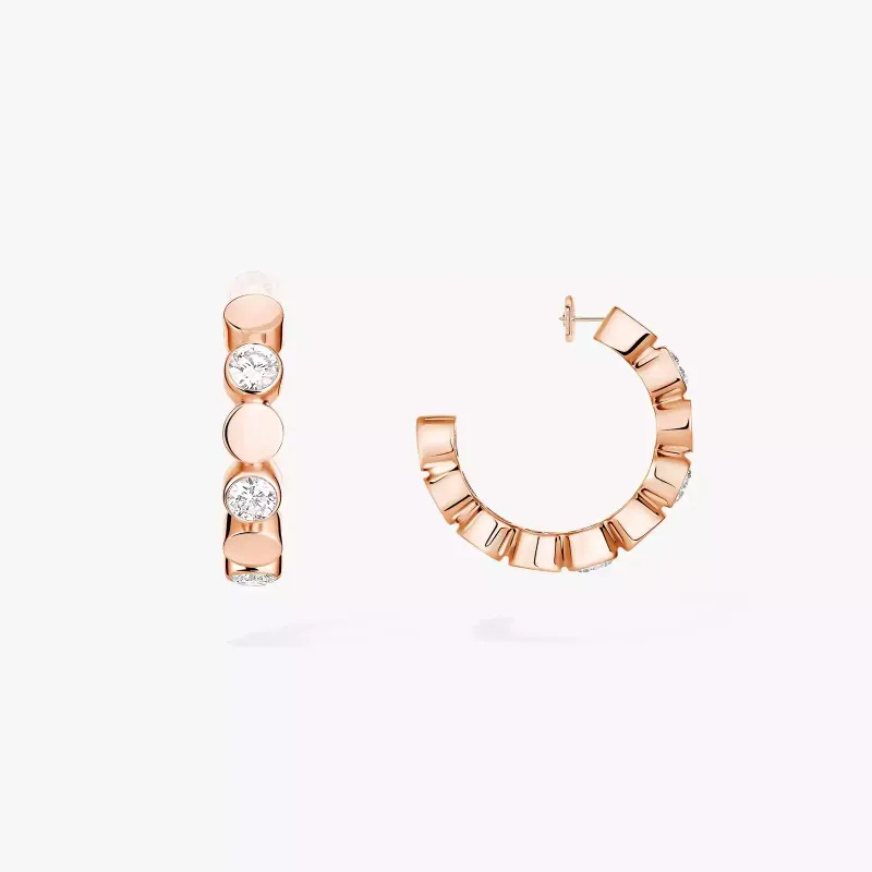 Messika D-Vibes Diamond Mini Hoop Earrings in Pink Gold BR.13450.PG