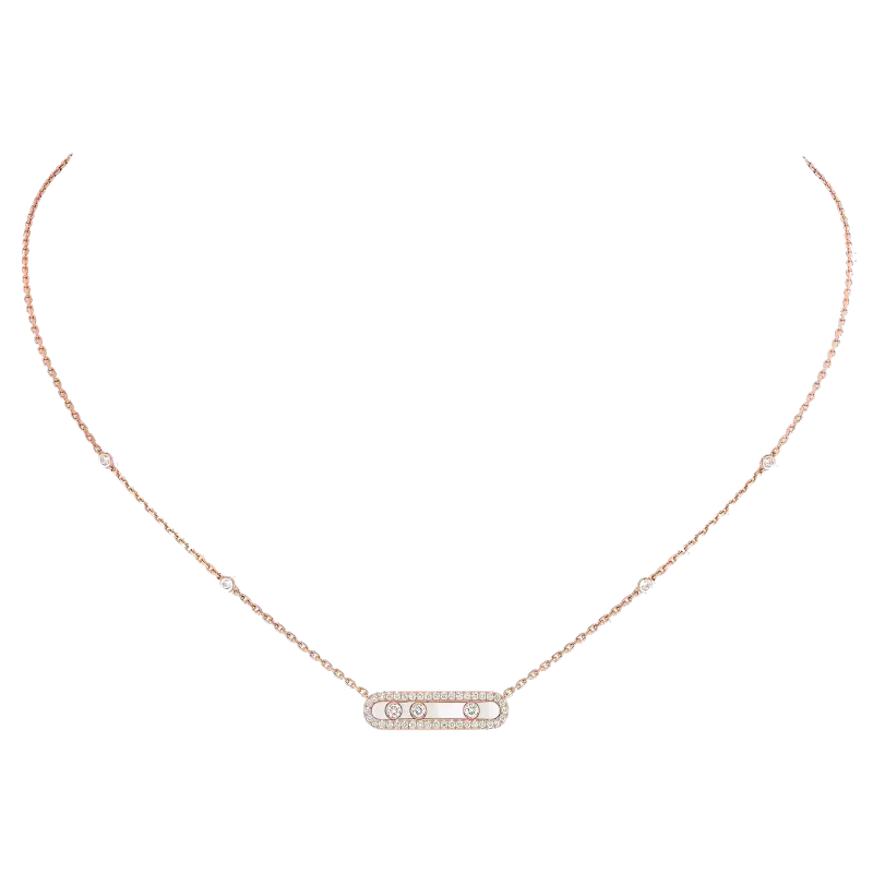 Messika Colar Baby Move Classique Ouro Branco com Diamantes MEK.01.FI.4322.PG