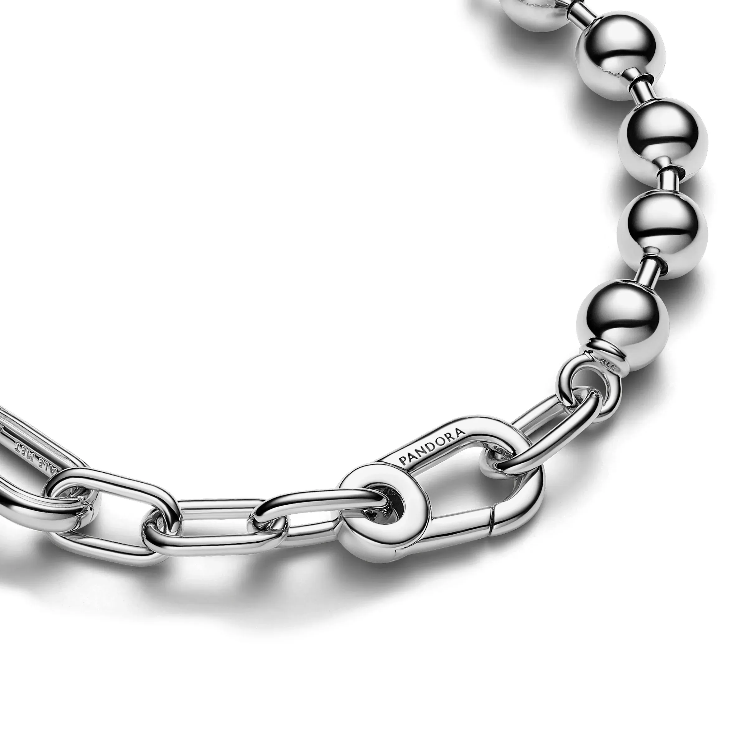 Pulseira Corrente de Elos e Esferas Metálicas