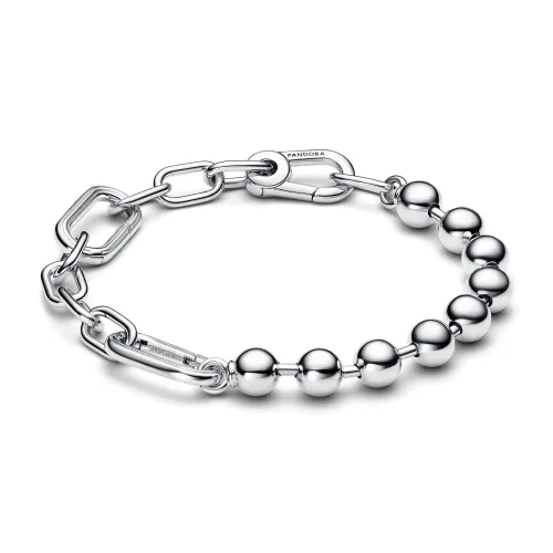 Pulseira Corrente de Elos e Esferas Metálicas