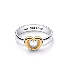 Heart sterling silver and 14k gold-plated ring