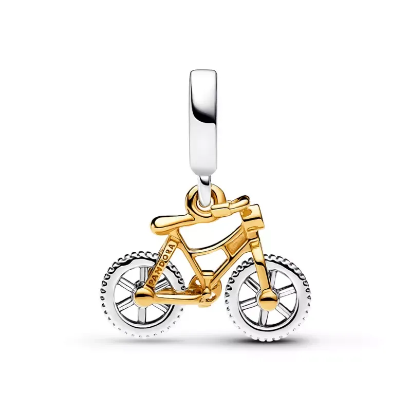 Pandora Moveable bike sterling silver and 14k gold-plated dangle wit 763354C01
