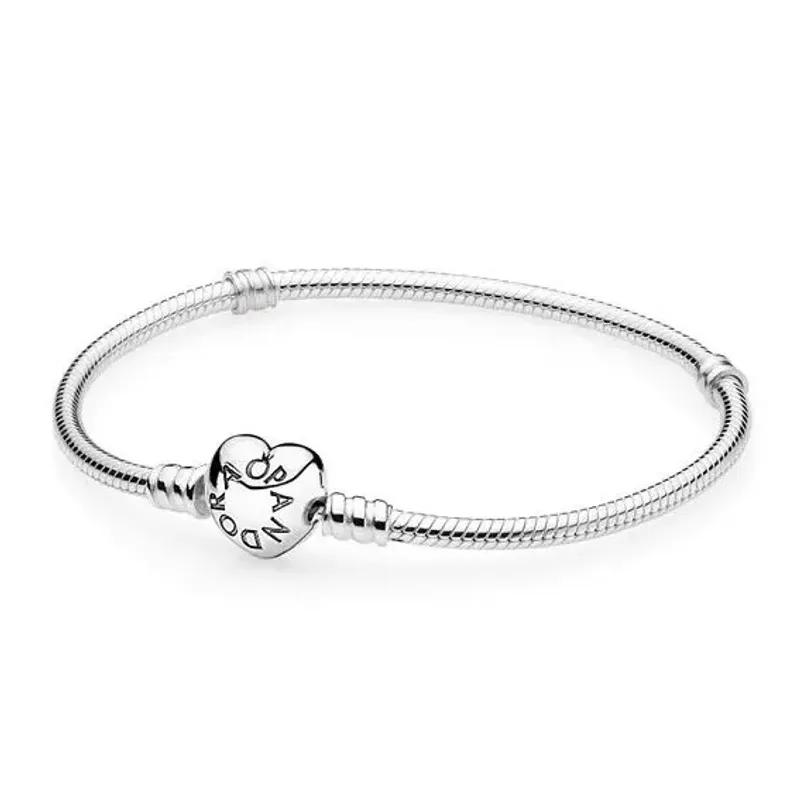 Pandora Moments Heart Clasp Snake Chain Bracelet 590719-21