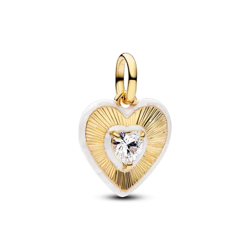 Image Medalhão em Forma de Coração Dourado com Diamante