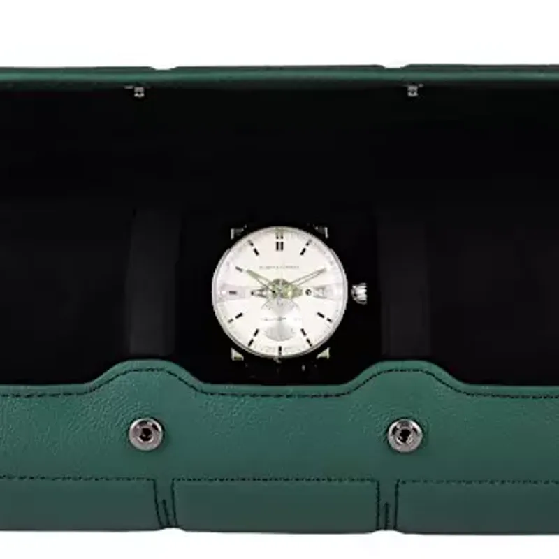 Buben & Zórweg Nitro 3 Leather Green Watch Case for 3 Watches 120041004