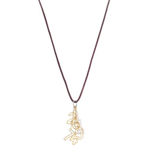 Colar Goms em Tecido com Numeros em Ouro