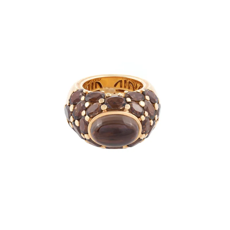 Marcolino Anel Cocktail Ouro Rosa Smoky Quartzo A037R024