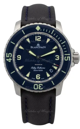 Image Blancpain Fifty Fathoms azul Data Titanio