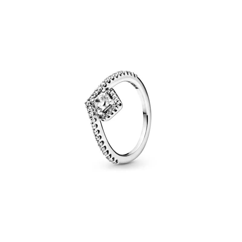 Pandora Square Sparkle Wishbone Ring 198420C01-52