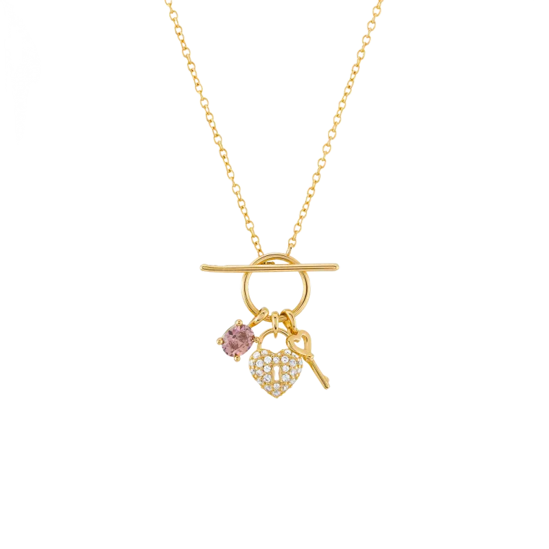 Unike Colar Valentines Key and Heart Golden UK.CL.JT0024.00.00