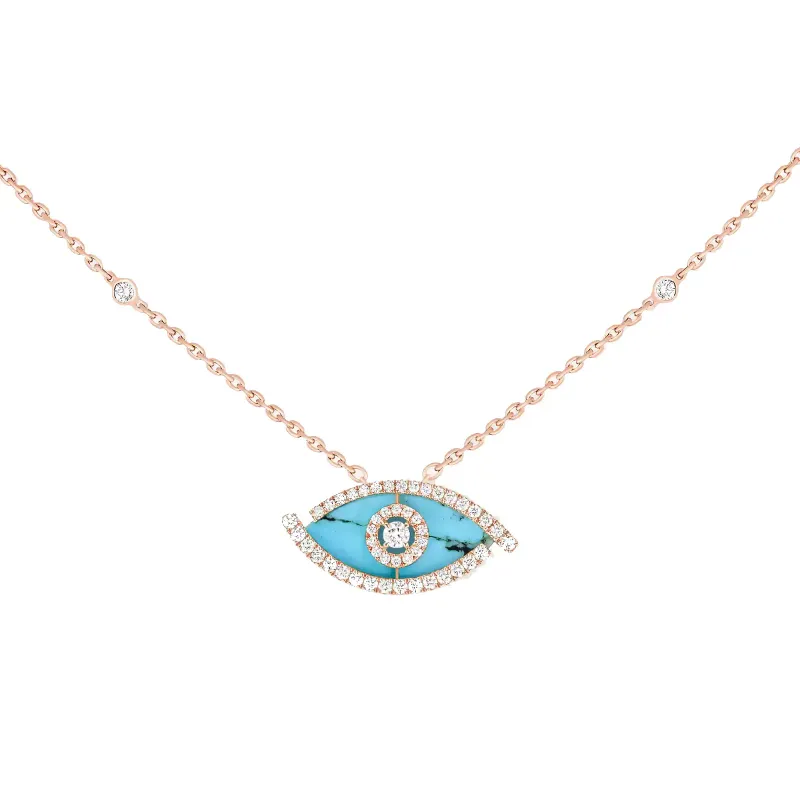 Messika Colar Lucky Eye Turquesa com Diamantes FI.12952.PG