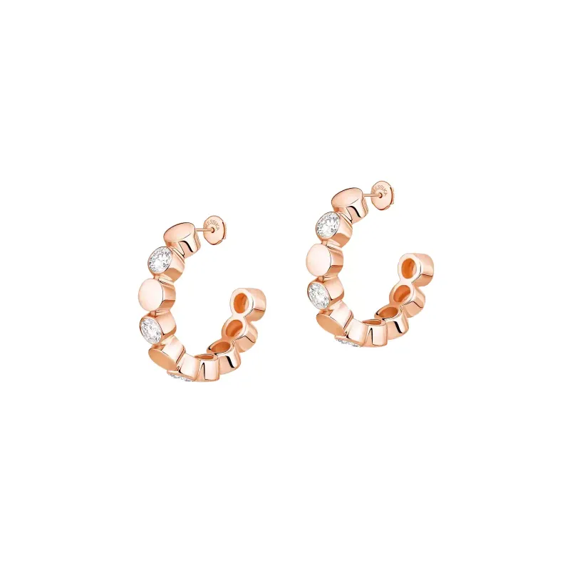 Messika D-Vibes Diamond Mini Hoop Earrings in Pink Gold BR.13450.PG