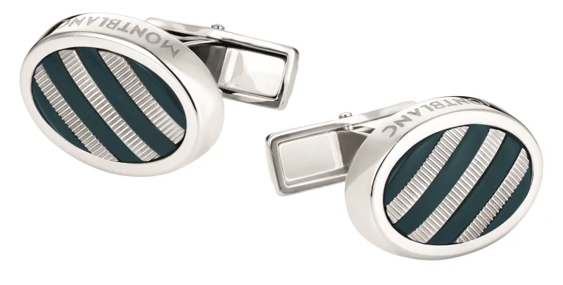 Montblanc Cufflinks, kennedy, oval, steel, resin 111322