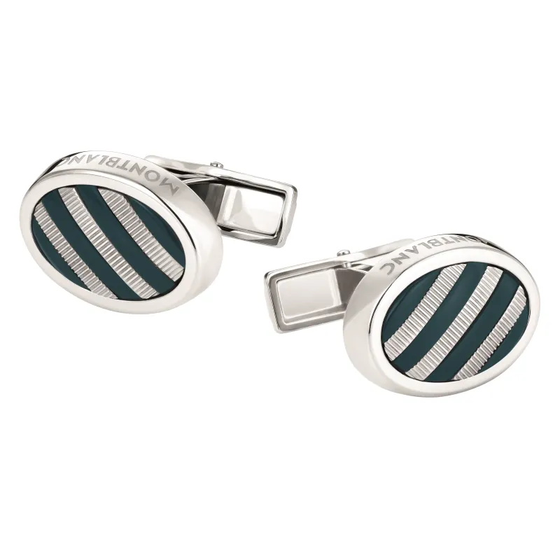 Montblanc Cufflinks, kennedy, oval, steel, resin 111322
