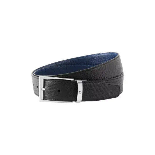 Montblanc Black/blue reversible leather belt 118438