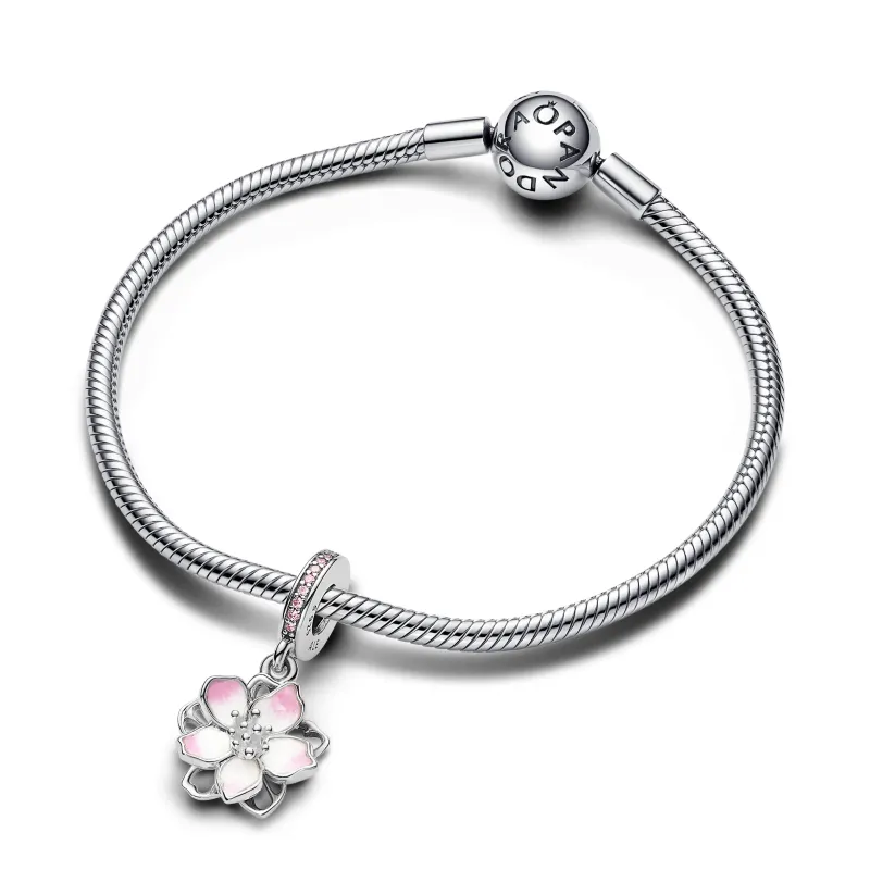 Pandora Movable cherry blossom sterling silver dangle with fancy pin 790667C01