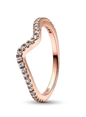 Wave 14k rose gold-plated ring with clear cubic zirconia    