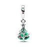 Christmas tree sterling silver dangle with clear, red cubic 792983C01