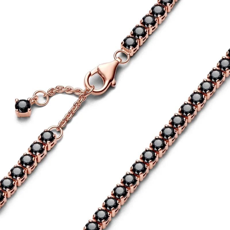 Pandora 14k Rose gold-plated bracelet with black crystal 581469C02-16