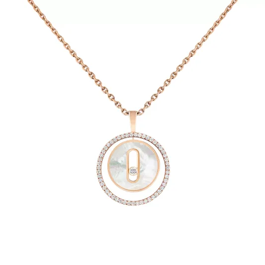 Messika Lucky Move Diamond Necklace in Pink Gold and White Mother-o MEK33FI11650PG