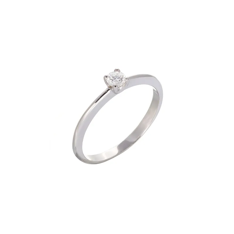 Marcolino Anel Solitário Ouro Branco com Diamante AN202105