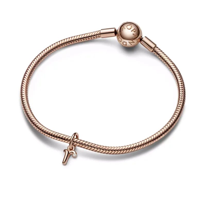Pandora Letter r 14k rose gold-plated dangle with clear cubic zircon 782477C01