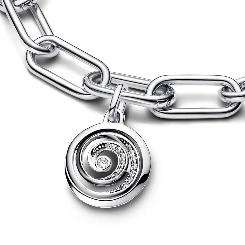 Pandora Spiral sterling silver medallion with clear cubic zirconia 793046C01