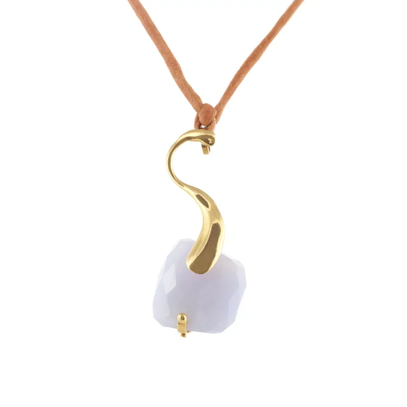 Marcolino Colar Calcedonio Azul Ouro Amarelo RJCL4147