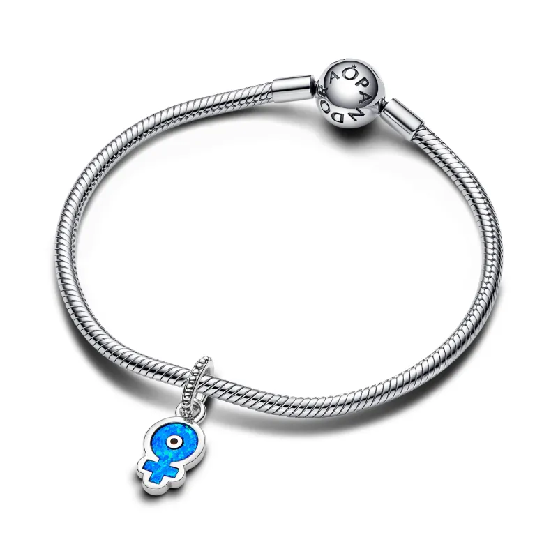 Pandora Powerful women sterling silver dangle with blue lab-created 793181C01