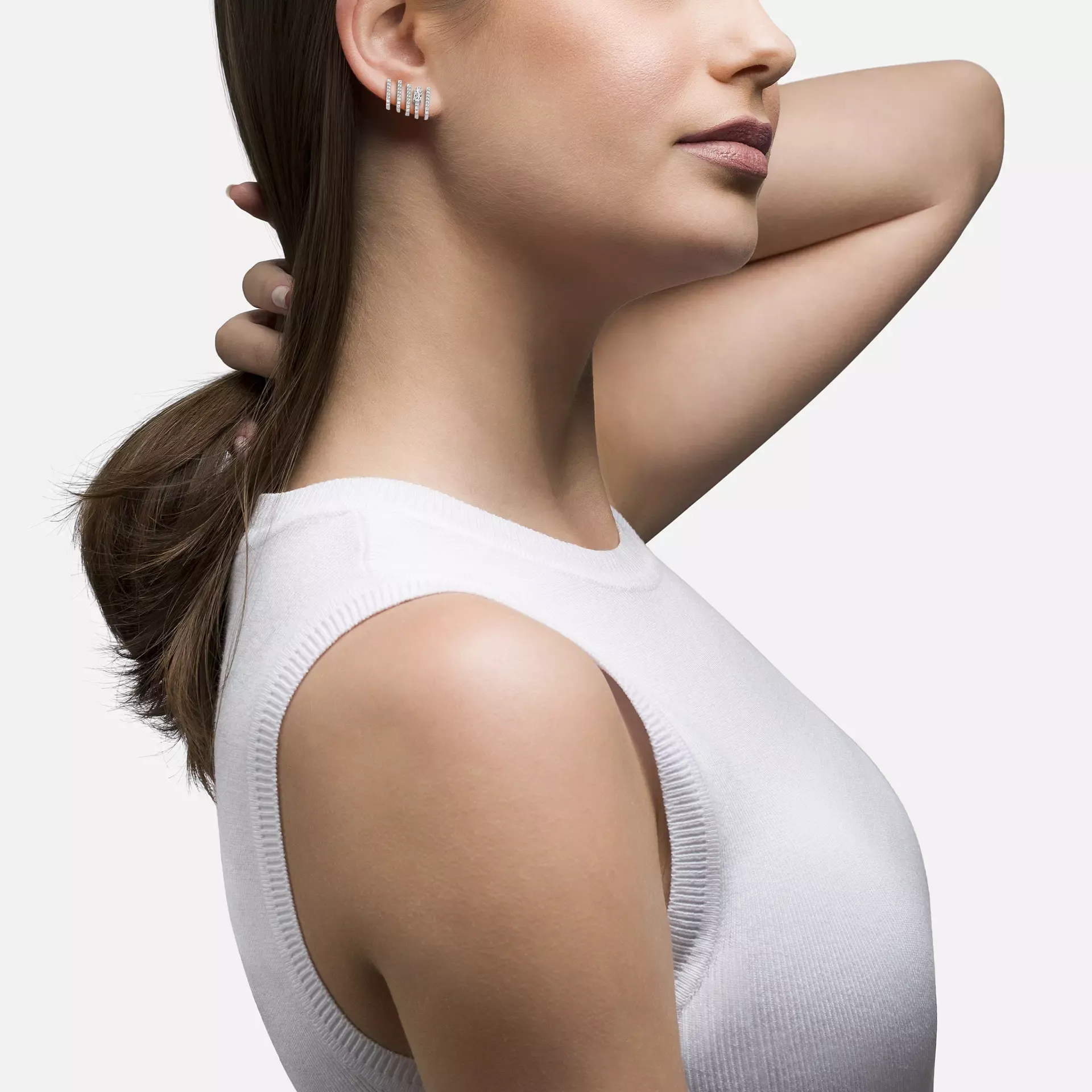 Brincos Party Glow Five Lines Shiny Silver