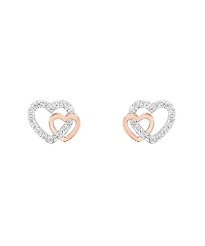 BRINCOS UNIKE CLASSY & CHIC TWO HEARTS ROSE GOLD            