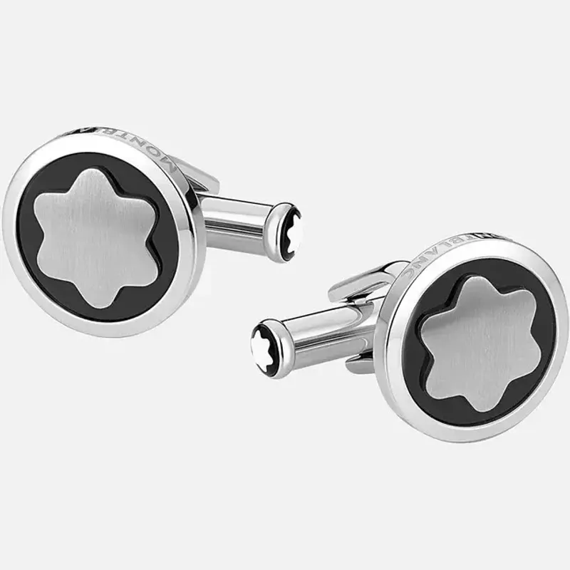 Montblanc Cufflinks Steel Snowcap Ony inlay 116661