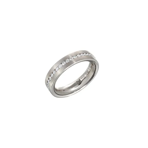 Aliança Meister Girello Ouro Branco com Diamantes