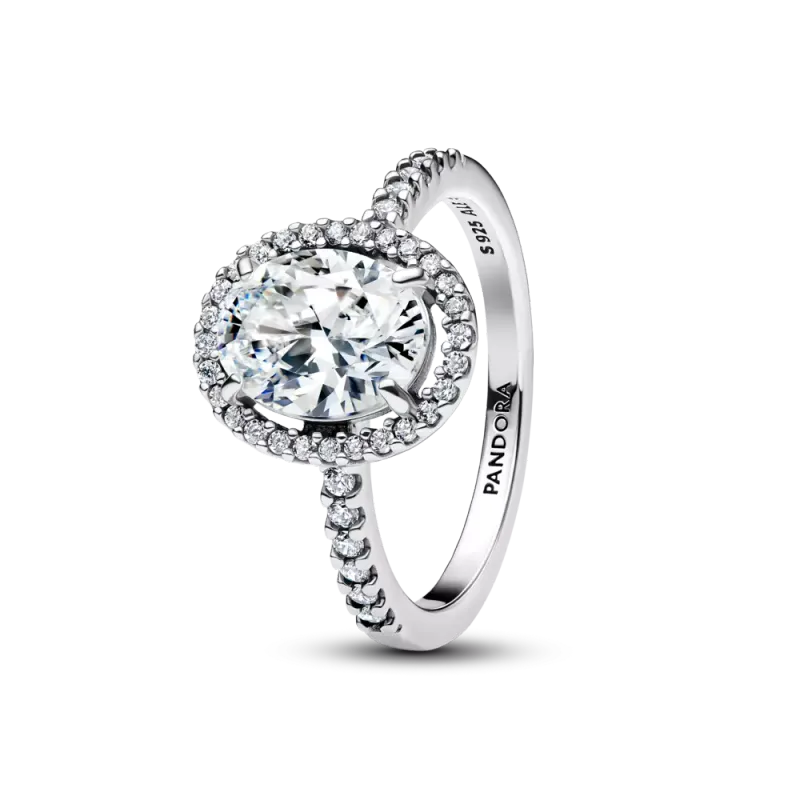 Pandora Anel Solitario Prata Oval Brilhante 193777C01-54