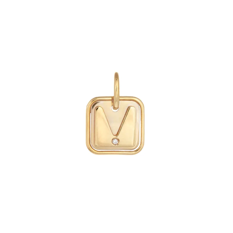 Marcolino Medalha Letra M Ouro Bicolor com Diamantes 201666_M