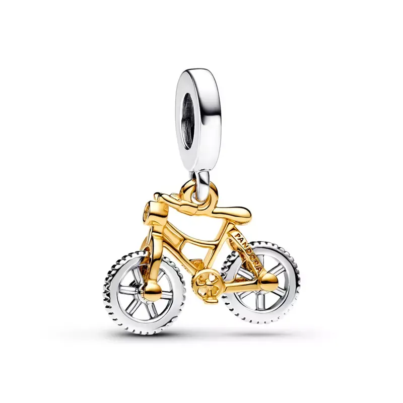 Pandora Moveable bike sterling silver and 14k gold-plated dangle wit 763354C01