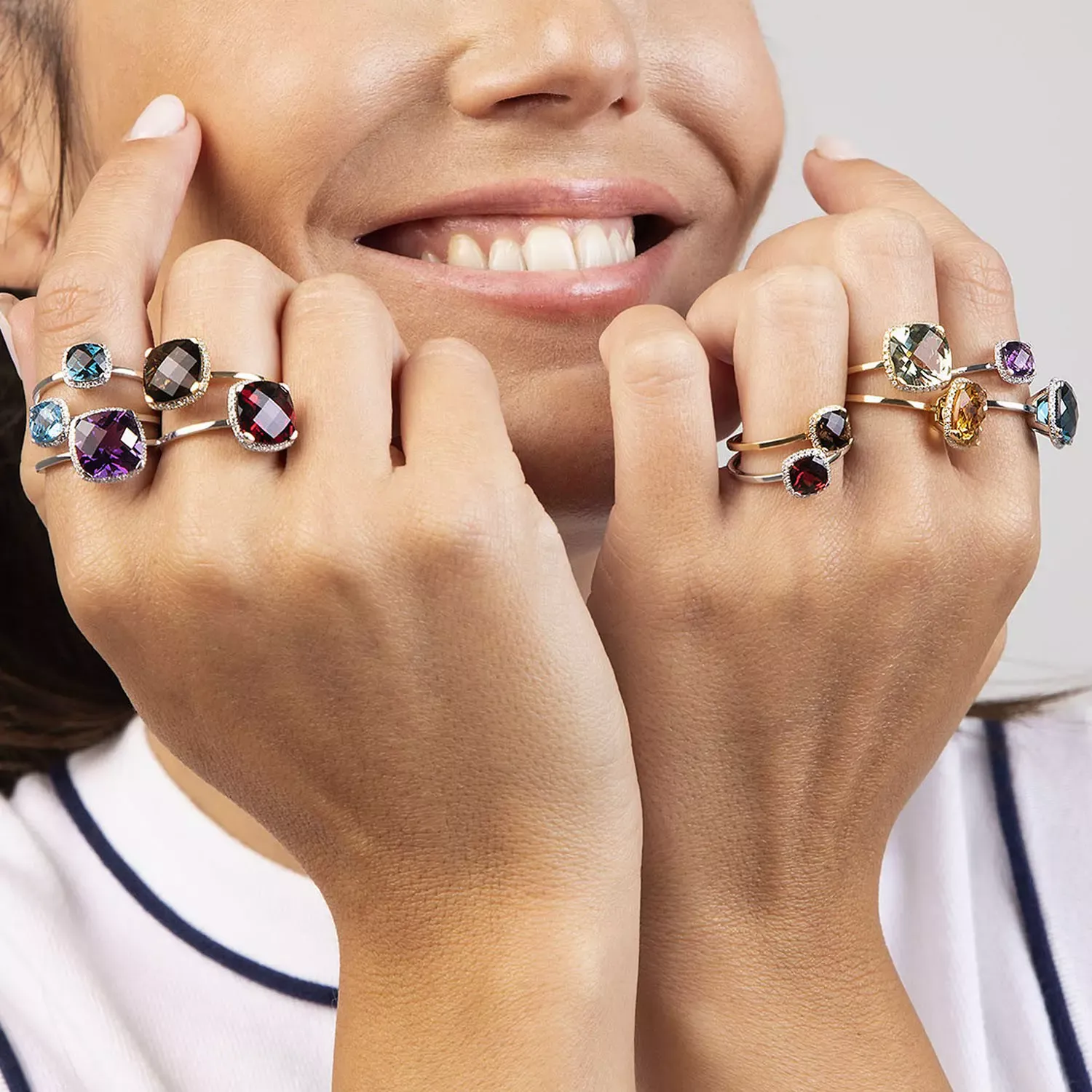 Imagem Anel Ouro Branco com Ametista