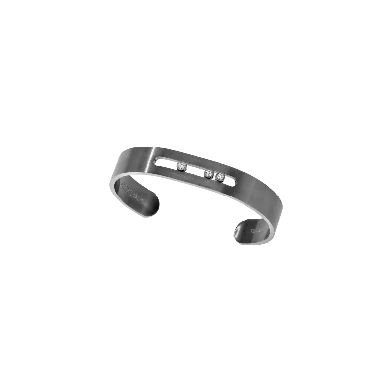 Messika Graphite Titanium & White Diamond Bangle Bracelet PU.06585.TG.L