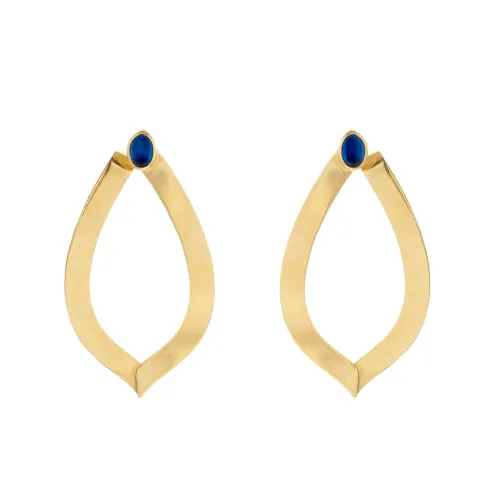 Imagem Brincos em Ouro Amarelo com Pedra Azul