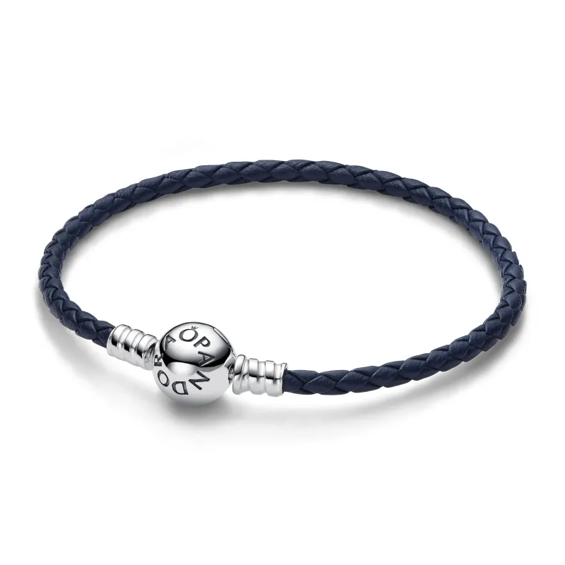 Pandora Blue leather bracelet with sterling silver clasp 592790C01-S2