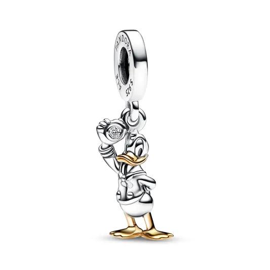 Pandora Disney 100 Donald Duck sterling silver and 14k gold dangle w 792683C01