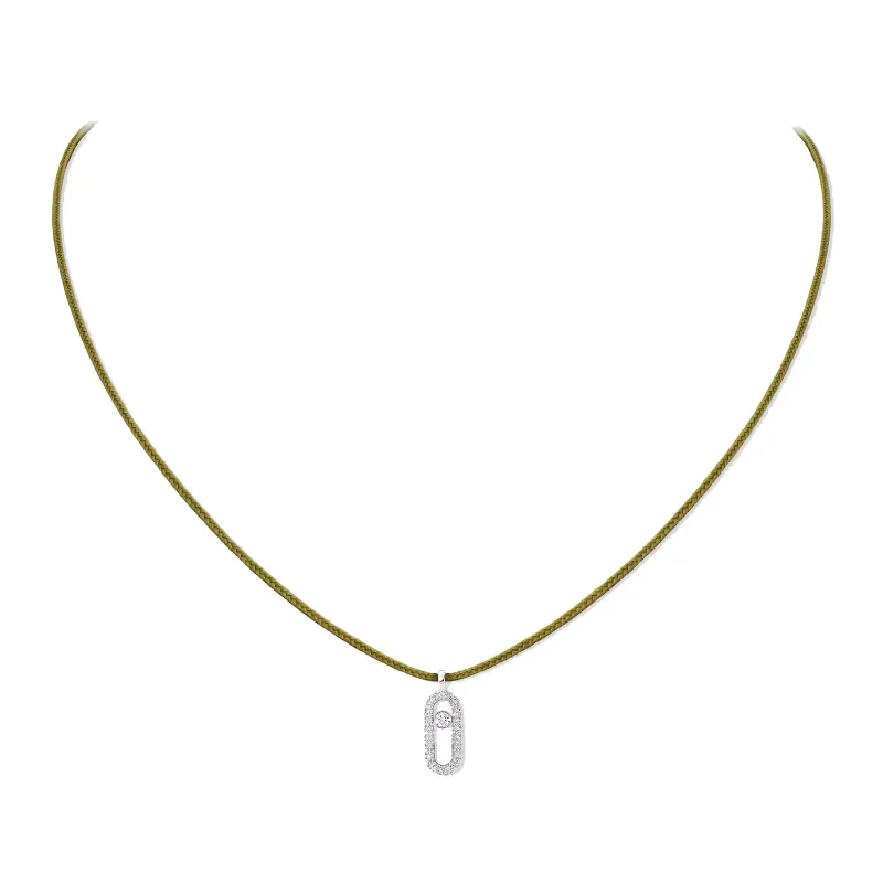 Messika MESSIKA CARE(s) Diamond Khaki Cord Necklace in White Gold FI.14103.WG