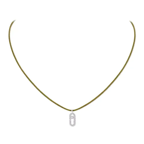 Image MESSIKA CARE(s) Diamond Khaki Cord Necklace in White Gold