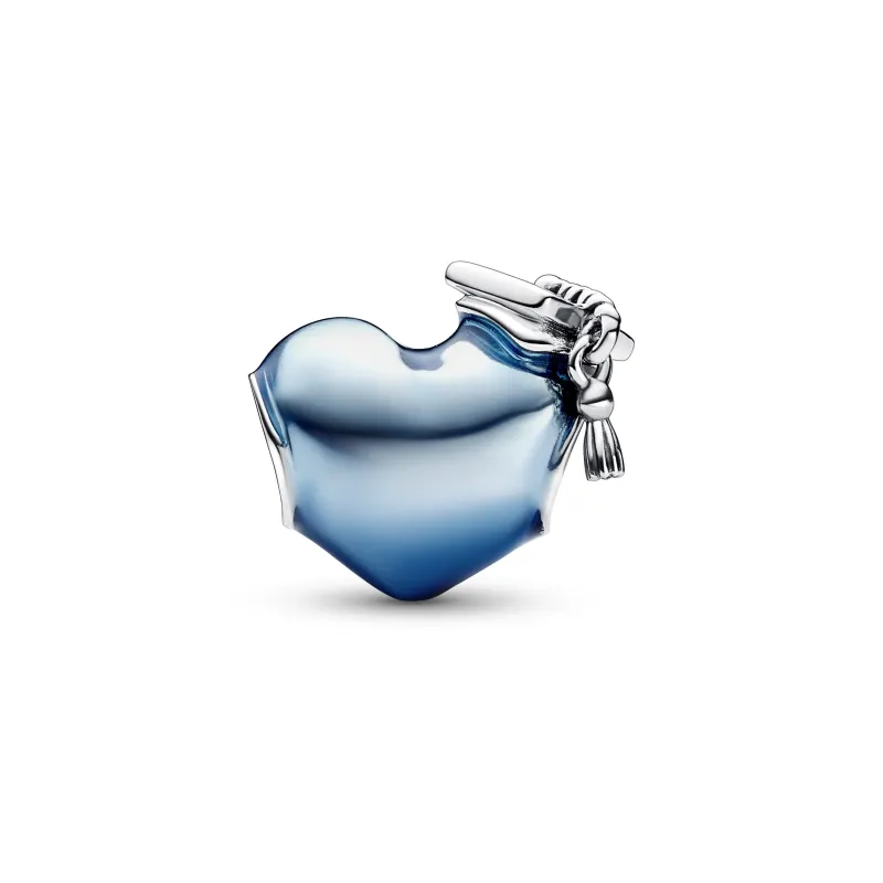 Pandora Graduation 2023 heart sterling silver charm with blue enamel 792590C01
