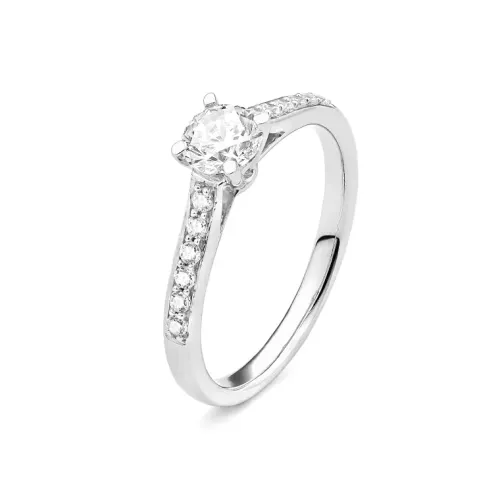 Imagem Anel Solitário Ouro Branco com Diamantes