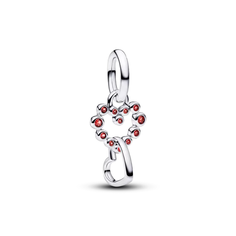 Pandora Beaded Pendent with Intertwined Hearts and Red Crystals 794435C01